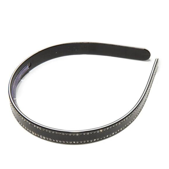 RARE Lele Sadoughi Timeless Chic Black Acetate Crystal Slim Headband Gold Logo main image 9
